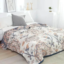 Boho Mandala Baumwolldecke - Doppelseitige weiche Sommerdecke für Betten und Sofas