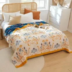 Boho Mandala Baumwolldecke - Doppelseitige weiche Sommerdecke für Betten und Sofas