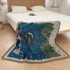 Boho Schlangenmuster Sofadecke - Gobelin Dekor Bezug