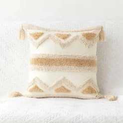 Boho Tufted Kissenbezug - Geometrischer Kissenbezug aus Baumwolle