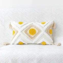 Boho Tufted Kissenbezug - Geometrischer Kissenbezug aus Baumwolle