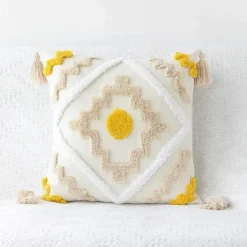 Boho Tufted Kissenbezug - Geometrischer Kissenbezug aus Baumwolle