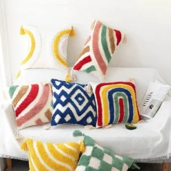 Boho Tufted Kissenbezug - Geometrischer Kissenbezug aus Baumwolle