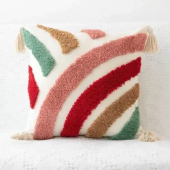 Boho Tufted Kissenbezug - Geometrischer Kissenbezug aus Baumwolle