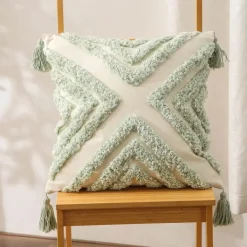 Boho Tufted Kissenbezug - Geometrischer Kissenbezug aus Baumwolle