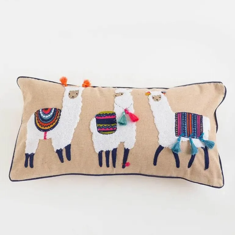 Boho Vintage Lendenkissenbezug - Besticktes Quastendesign