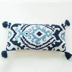 Boho Vintage Lendenkissenbezug - Besticktes Quastendesign