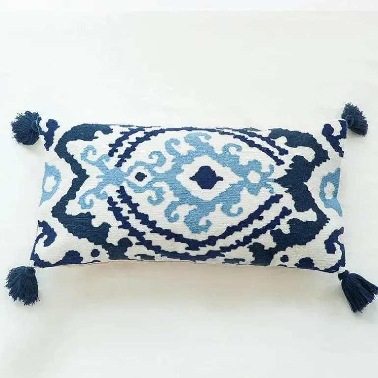 Boho Vintage Lendenkissenbezug - Besticktes Quastendesign
