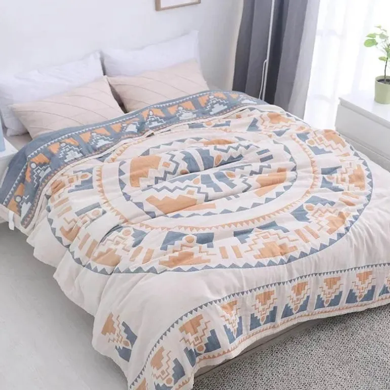 Boho-Überwurfdecke aus Baumwolle – weiche Sommerdecke für Betten