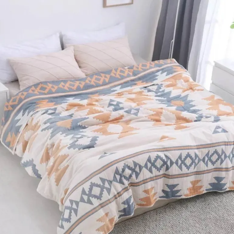 Boho-Überwurfdecke aus Baumwolle – weiche Sommerdecke für Betten