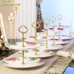 Bone China Obstteller Set - Eleganter Kuchenständer Buffet Geschirr Tablett