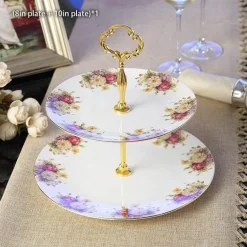 Bone China Obstteller Set - Eleganter Kuchenständer Buffet Geschirr Tablett