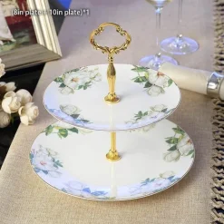 Bone China Obstteller Set - Eleganter Kuchenständer Buffet Geschirr Tablett
