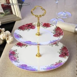 Bone China Obstteller Set - Eleganter Kuchenständer Buffet Geschirr Tablett