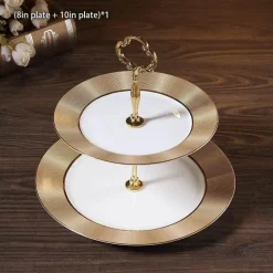 Bone China Obstteller Set - Eleganter Kuchenständer Buffet Geschirr Tablett