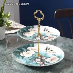 Bone China Obstteller Set - Eleganter Kuchenständer Buffet Geschirr Tablett