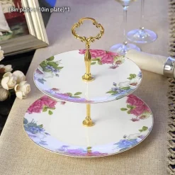Bone China Obstteller Set - Eleganter Kuchenständer Buffet Geschirr Tablett