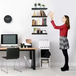 Bowillon White Black Floating Shelves for Wall Decor