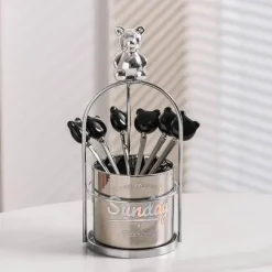 Bär Keramik Dessertgabel & Löffel Vorratsdose