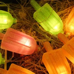 Bunte LED-Lichterkette mit Eis am Stiel – festliche Weihnachtsdekoration