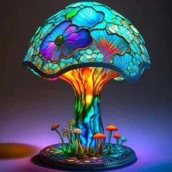 Bunte Pilz-Harzlampe - Einzigartiges Wohndekorlicht
