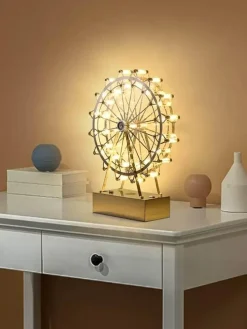 Bunte Tischlampe mit rotierendem Rad – stilvolles LED-Akzentlicht