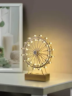 Bunte Tischlampe mit rotierendem Rad – stilvolles LED-Akzentlicht