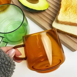 Bunter, hitzebeständiger Kaffeebecher aus Glas – langlebige Tasse für Tee, Saft, Milch