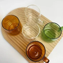 Bunter, hitzebeständiger Kaffeebecher aus Glas – langlebige Tasse für Tee, Saft, Milch