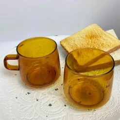Bunter, hitzebeständiger Kaffeebecher aus Glas – langlebige Tasse für Tee, Saft, Milch