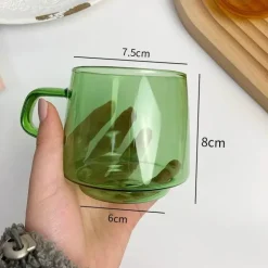 Bunter, hitzebeständiger Kaffeebecher aus Glas – langlebige Tasse für Tee, Saft, Milch