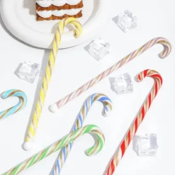 Bunter Weihnachtslöffel mit langem Griff – Kreativer Rührstab aus Glas für Saft, Kaffee und Kuchen