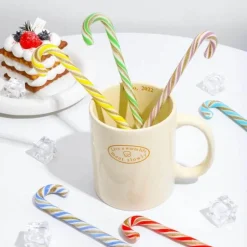 Bunter Weihnachtslöffel mit langem Griff – Kreativer Rührstab aus Glas für Saft, Kaffee und Kuchen