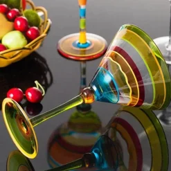 Buntes handgefertigtes Margarita-Gläser-Set – einzigartiges Trinkgeschirr für die Hausbar und Hochzeiten