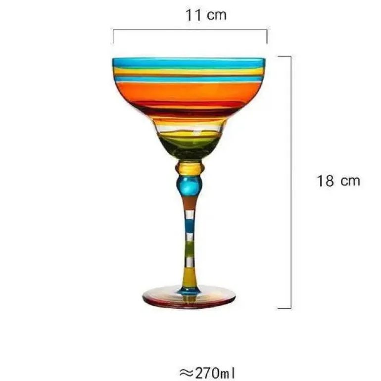 Buntes handgefertigtes Margarita-Gläser-Set – einzigartiges Trinkgeschirr für die Hausbar und Hochzeiten