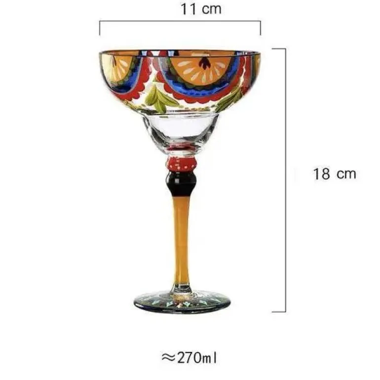 Buntes handgefertigtes Margarita-Gläser-Set – einzigartiges Trinkgeschirr für die Hausbar und Hochzeiten