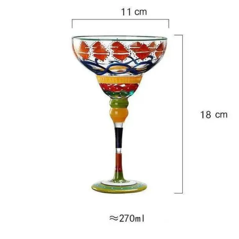Buntes handgefertigtes Margarita-Gläser-Set – einzigartiges Trinkgeschirr für die Hausbar und Hochzeiten