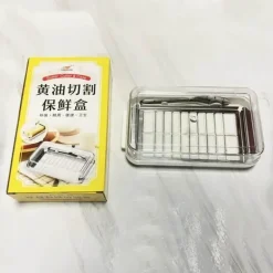 Butterschneider aus Edelstahl, Glasbehälter