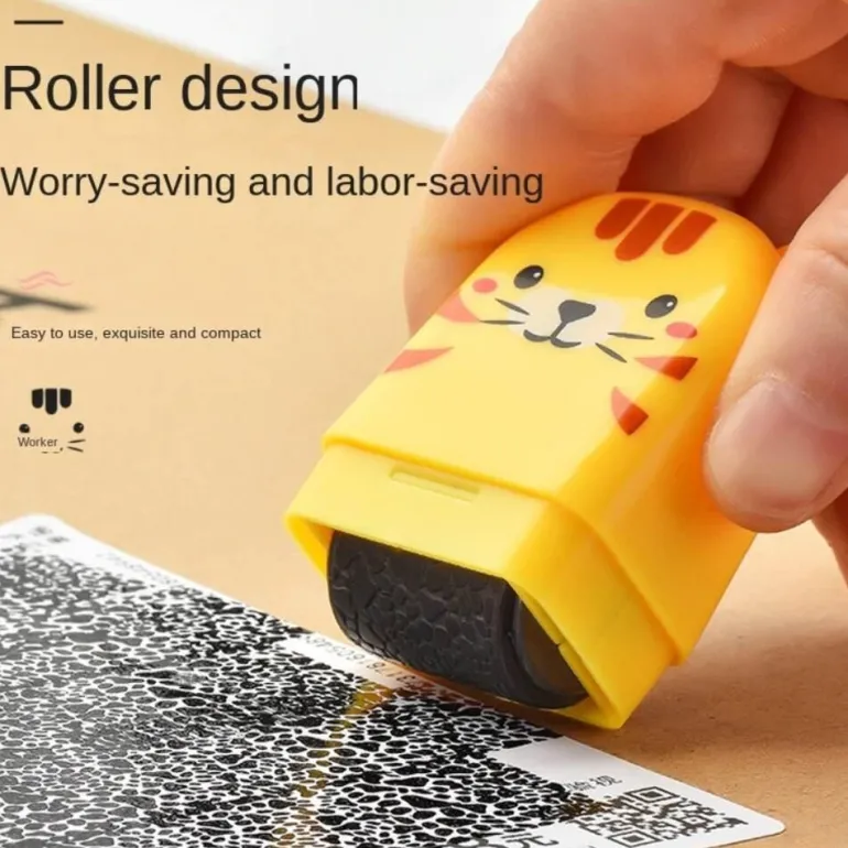 Cartoon Design Mini ID Protection Roller Stamp - Privacy Shielding Tool