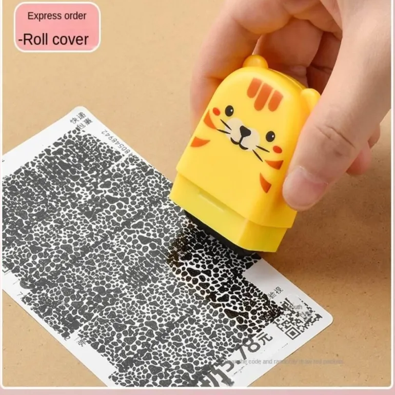 Cartoon Design Mini ID Protection Roller Stamp - Privacy Shielding Tool