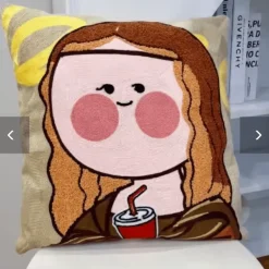 Cartoon Ölgemälde Stickerei Kissen - Dekoratives Akzentkissen