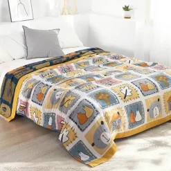 Cartoon-Überwurfdecke – weiche Baumwolldecke für Betten und Sofas