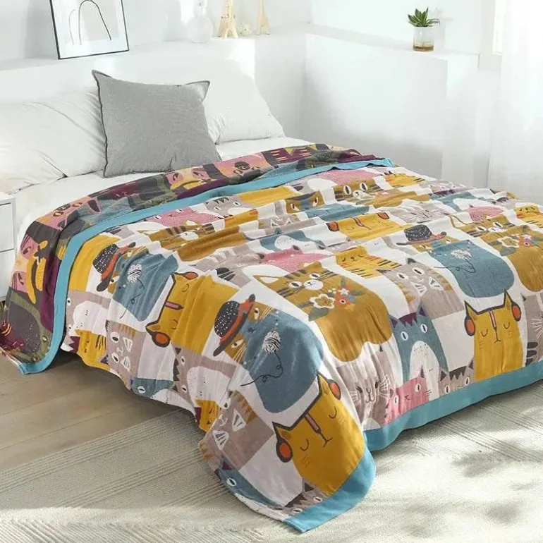 Cartoon-Überwurfdecke – weiche Baumwolldecke für Betten und Sofas
