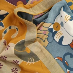 Cartoon-Katzen-Steppdecke – Sommerdecke aus 100 % Baumwolle