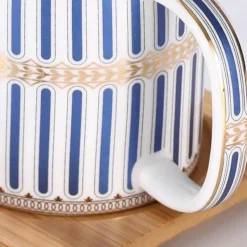 Ceramic Bathroom Set - Stripe Gilt Design