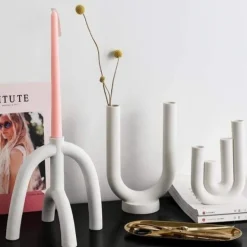 Ceranova Abstract Ceramic Candle Holder – Modern Minimalist Accent