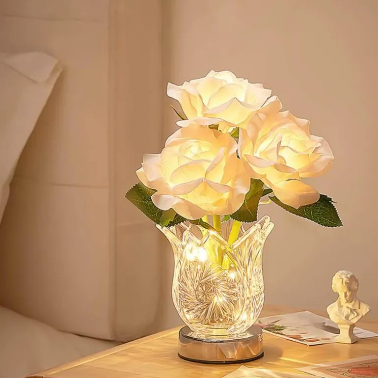 Champagner-Rosen-Nachtlampe – Elegante dekorative Leuchte