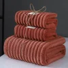 Chenille Ribbed Bath Towel Set - Soft 3-Piece Towels