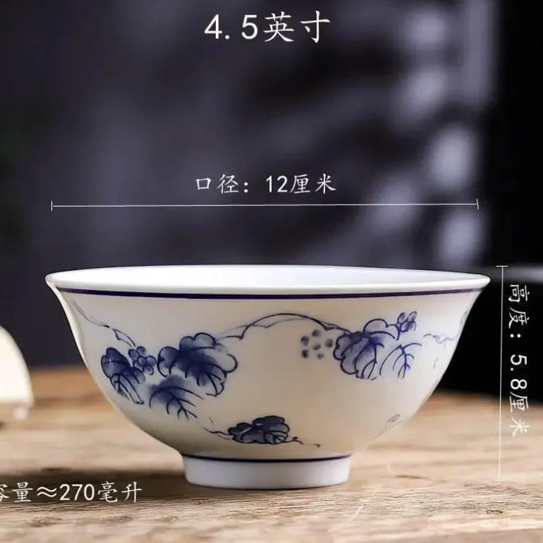 Chinesische blau-weiße Gemüseteller und Reissuppenschüsseln aus Porzellan - 2er-Set