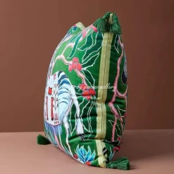 Chinoiserie Zebra Kissenbezug - Dekoratives Pfingstrosen Quastenkissen